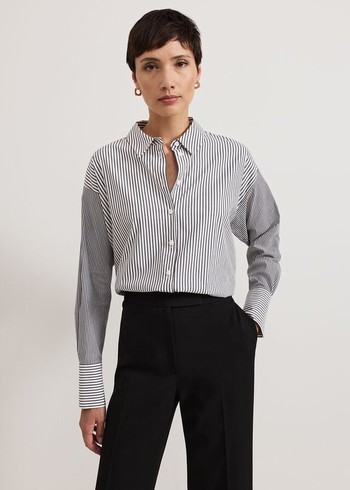 Phase Eight Mixed Stripe Shirts Black/White USA | 7310426-OR